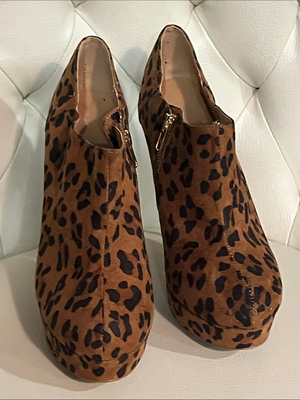 Forever 21 Leopard Platform Stiletto Booties - Brown & Black